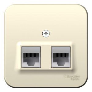 Розетка компьютерная + телефонная 2-м ОП Blanca RJ45 кат.5E + RJ11 с изолир. пластиной молочн. SE BLNIA045112 1210525
