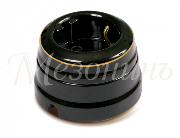 Розетка ретро фарфоровая двухполюсная с з/к,  в комплекте с подъемной рамкой 16А 250В, цвет -  золот