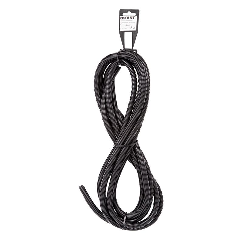 Труба автомобильная гофрированная ПП, Ø9,8мм, разрезная (бухта 5 м/уп) REXANT 15-1005