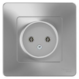 Розетка 1-м СП Blanca 16А IP20 250В без заземл. без защ. шторок алюм. SE BLNRS000013 1210327