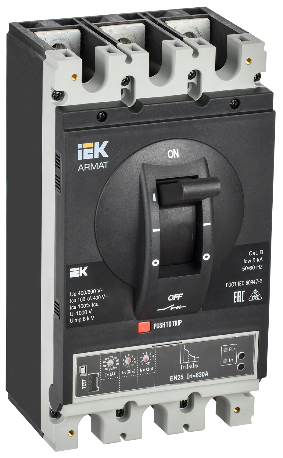ARMAT Автоматический выключатель в литом корпусе 3P типоразмер I 100кА 630А расцепитель электронный стандартный IEK AR-MCCB-3I-100-0630A-ELSC