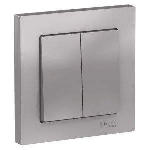 Выключатель 2-кл. СП AtlasDesign 10А IP20 (сх. 5) 10AX в сборе алюм. SE ATN000352 1240247