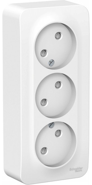 Розетка 3-м ОП Blanca 16А IP20 250В без заземл. защ. шторки с изолир. пластиной бел. SE BLNRA001311 - Фото 3