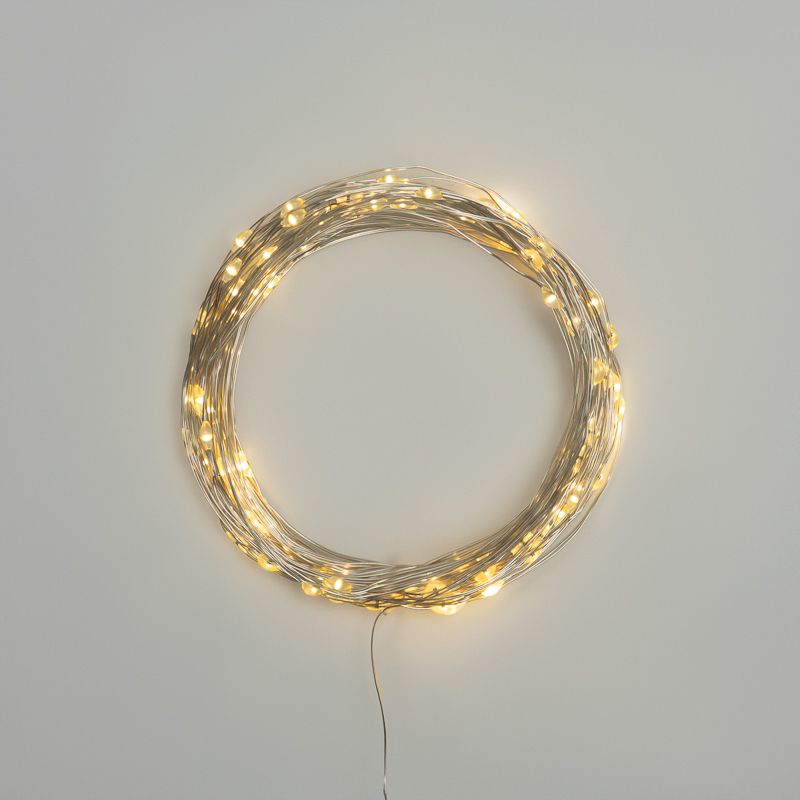 Гирлянда Роса 10м, 100LED, теплый белый, IP44, на батарейках 3хАА, с пультом 8 режимов NEON-NIGHT