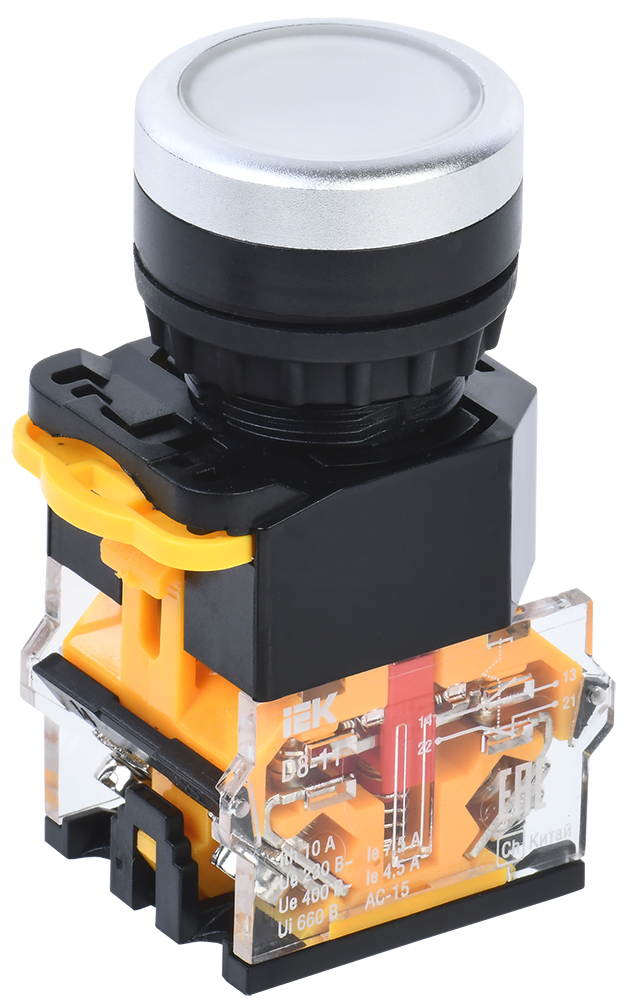 Кнопка управления D8-11 d=22мм 1з+1р белая IEK