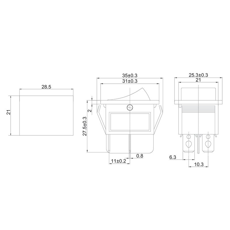 Выключатель клавишный 250V 15А (4с) ON-OFF черный (RWB-501, SC-767) REXANT - Фото 2