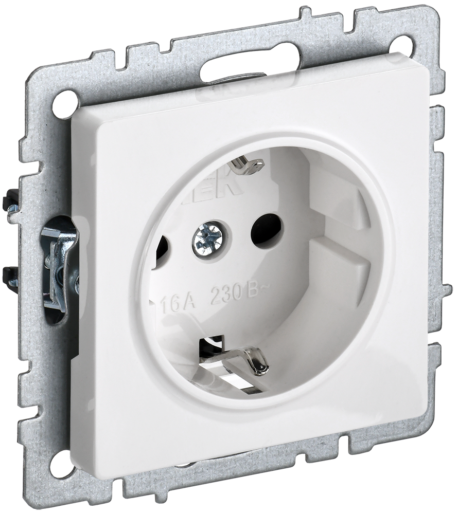 BRITE Розетка 1-местная с заземлением без защитных шторок 16А РС11-1-0-БрБ белый IEK BR-R11-16-K01