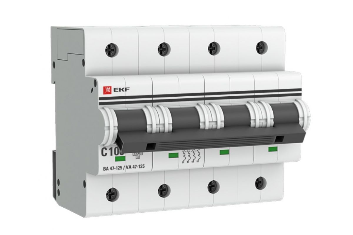 Авт. выкл. 4P 100А (C) 15кА ВА 47-125 EKF PROxima mcb47125-4-100C