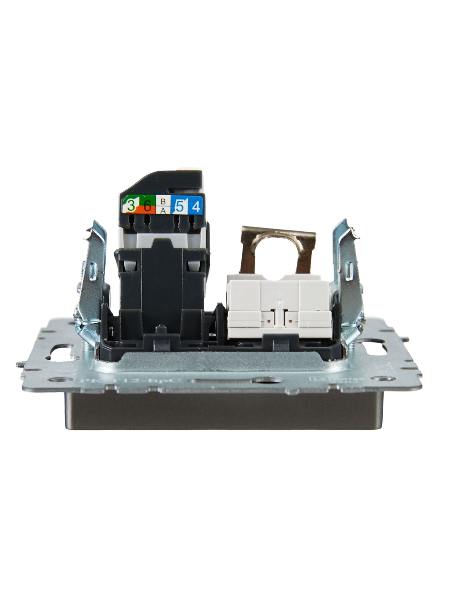 BRITE Розетка двойная RJ11+RJ45 кат.5E РК/Т12-БрС сталь IEK - Фото 3