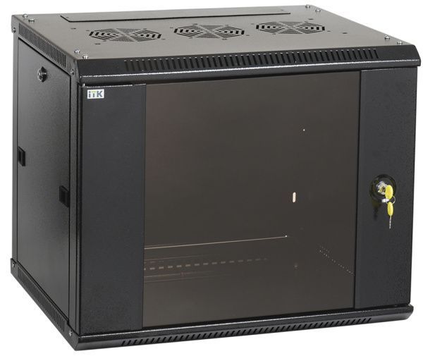 ITK Шкаф настенный LINEA W 6U 600х600мм дверь стекло RAL 9005
