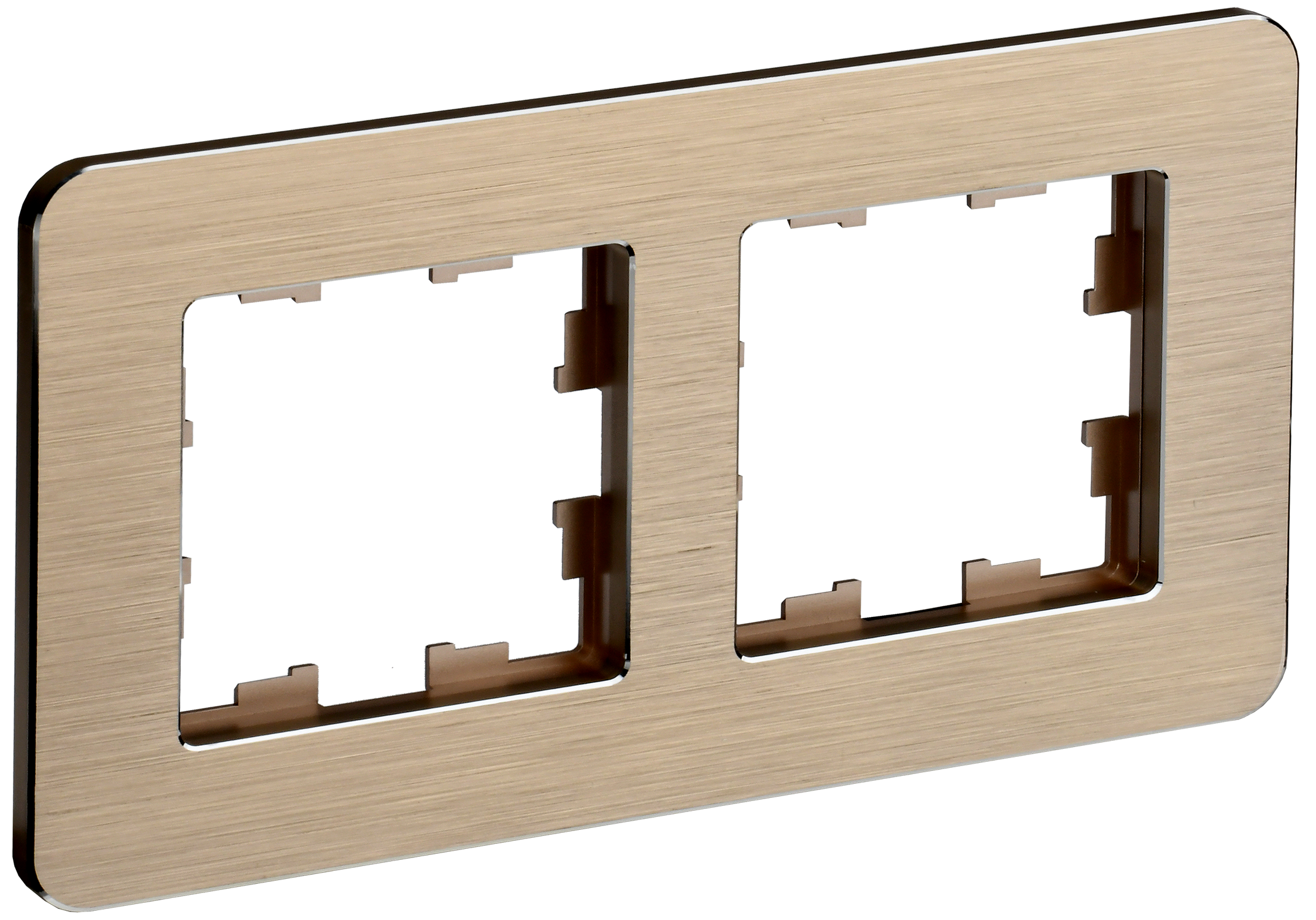 BRITE Рамка 2-местная РУ-2-1-Бр металл шампань RE AL IEK