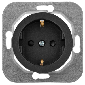 Розетка штепсельная со шторками с заземляющим контактом скрытой установки РС16-1406 графит 11514BY