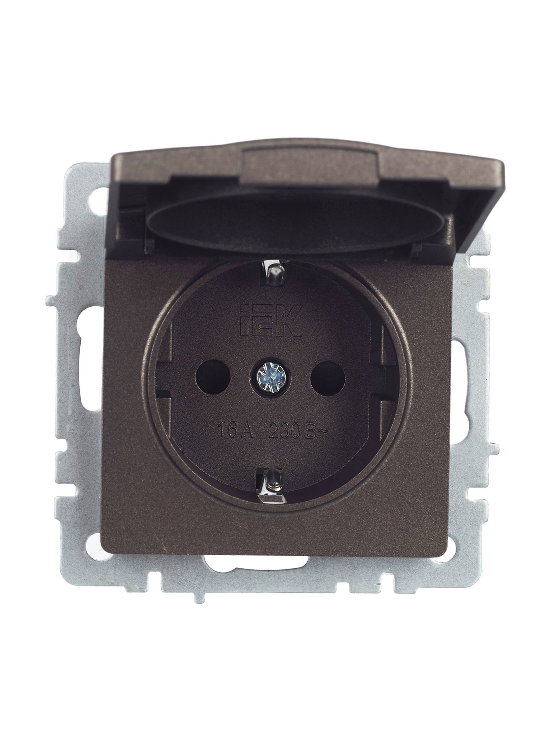 BRITE Розетка 1-местная с заземлением с защитными шторками и крышкой 16А IP44 РСбш10-3-44-БрТБ темная бронза IEK - Фото 8