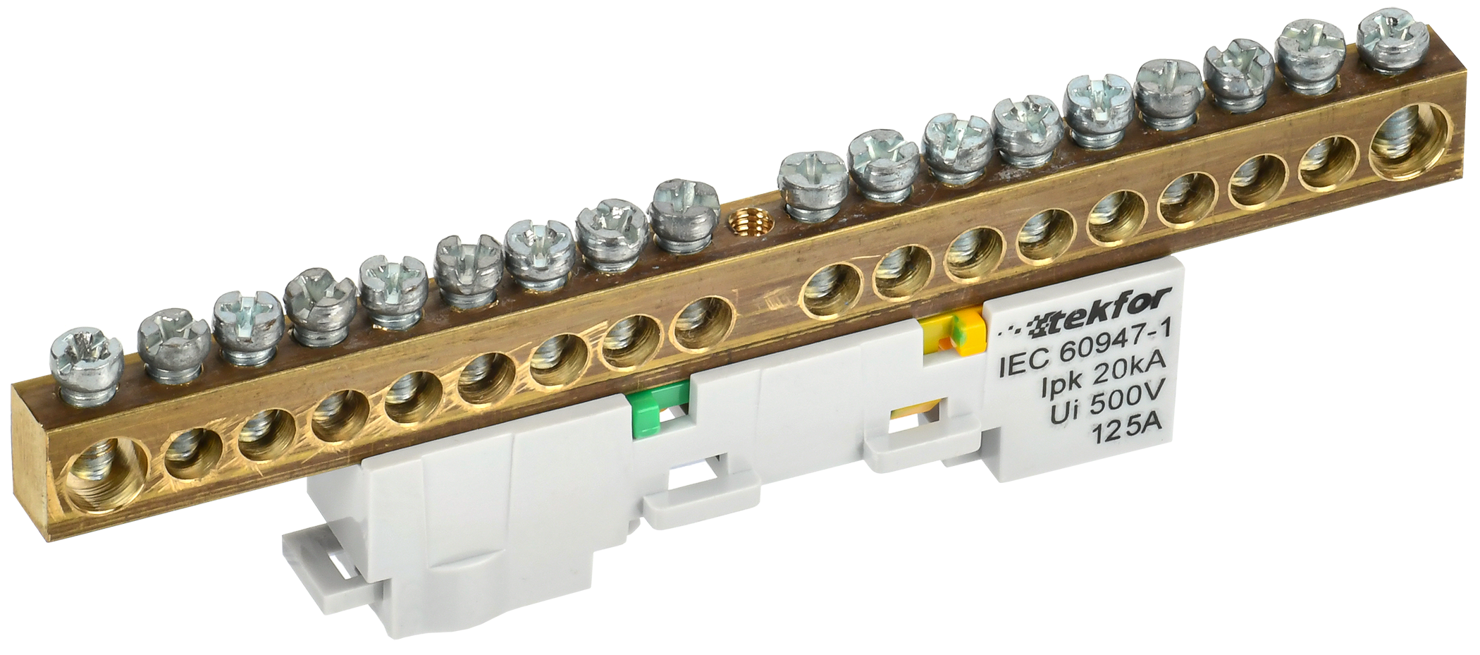 TEKFOR Шина PE "земля" неизолированная на универсальном держателе 8х12-18-Ж IEK TF-NN20-18-DL-K05