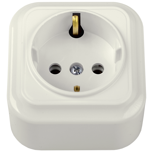 Розетка штепсельная для открытой установки с заземляющим контактом РА16-0102