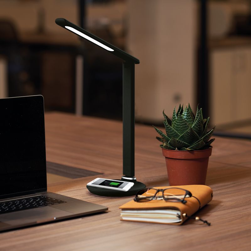 Светильник настольный REXANT Status LED, USB-зарядка устройств, 2700-6500 К, диммирование, 220 В, эффект тиснения под кожу - Фото 2