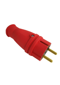 Вилка переносная прямая каучук В 16-001 (красный) с заземлением ВЭТП0012