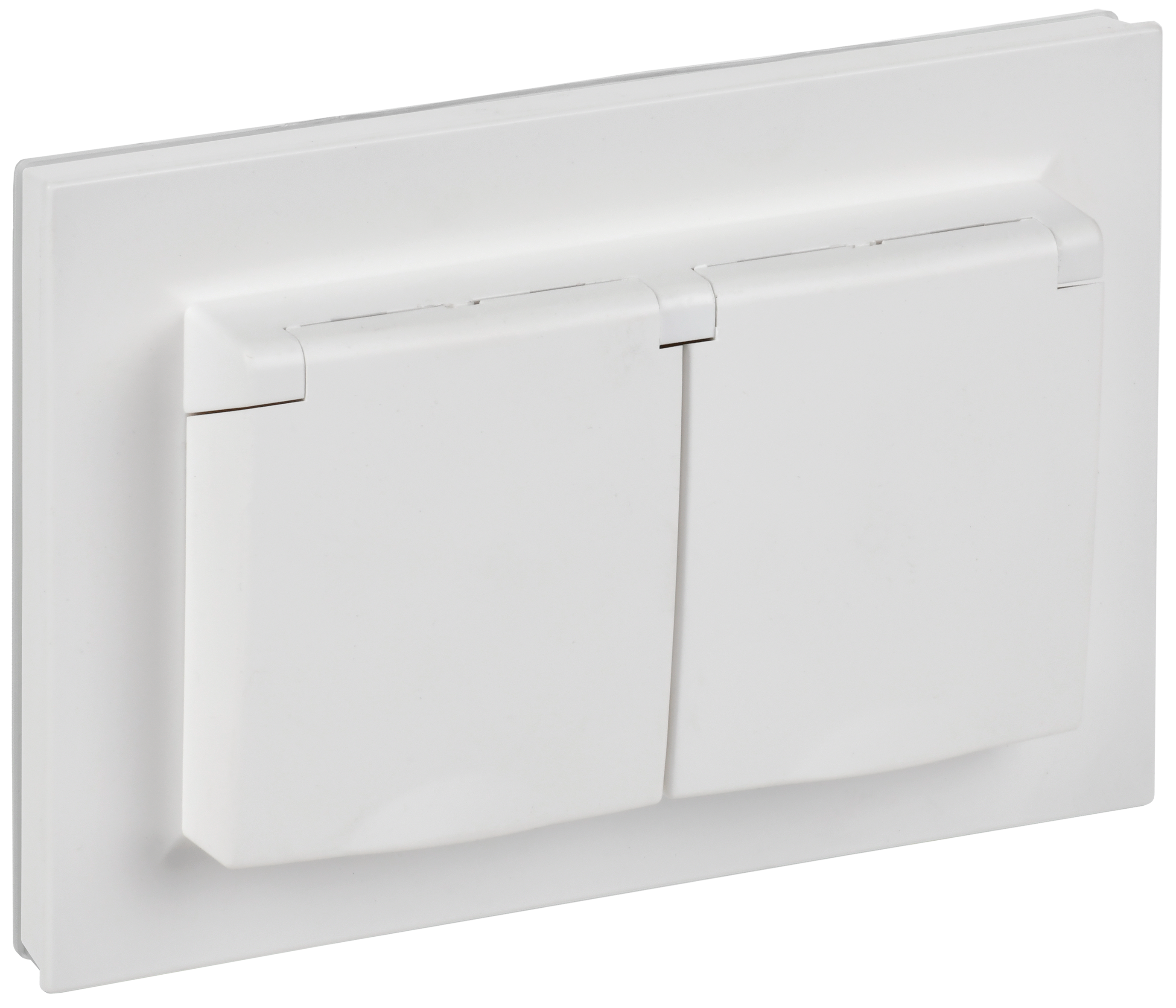 BRITE Розетка 2-местная с заземлением с защитными шторками и крышкой 16А в сборе IP44 РСбш12-3-44-БрАБ арктический белый IEK BR-R26-16-44-K91-F