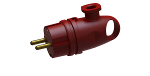 Вилка переносная угловая с кольцом каучук В 16-002 (красный) с заземлением ВЭТП0006