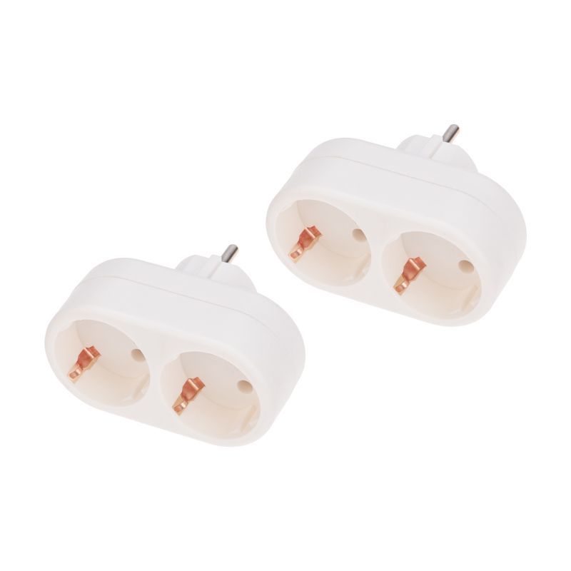 Набор двойников электрических 16А с/з вертикальные, белый (2 шт./уп.) REXANT 11-1075-2