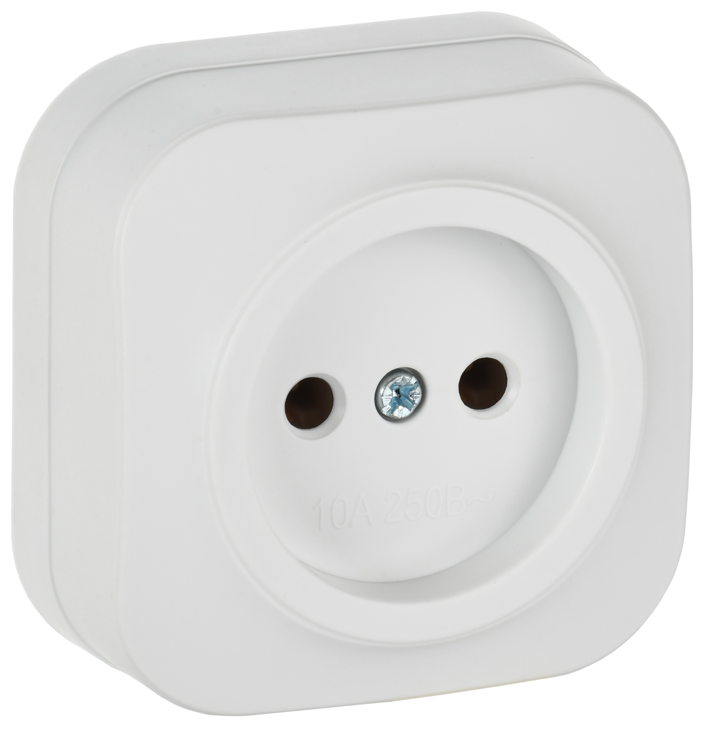 GLORY Розетка 1-местная для открытой установки без заземления без защитных шторок 10А РС20-2-ХБм белый матовый IEK ERH10-K01M-10