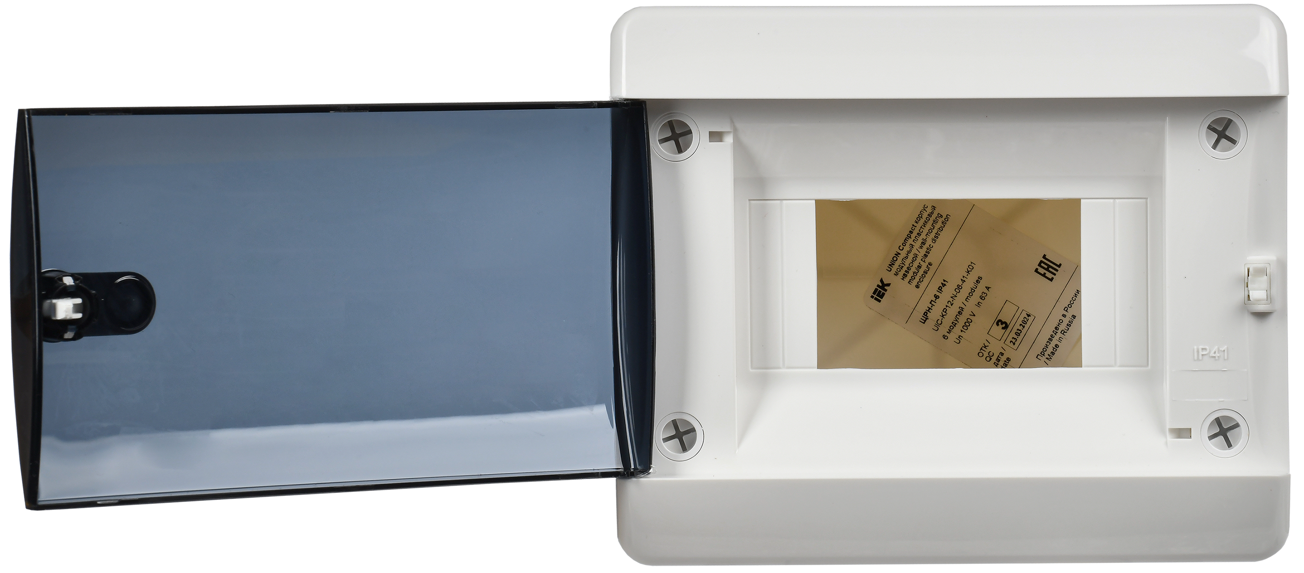 UNION Compact Корпус пластиковый ЩРН-П-6 IP41 черная прозрачная дверь IEK - Фото 6