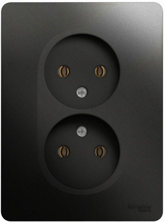 Розетка 2-м СП Glossa 16А IP20 без заземл. в сборе антрацит SE GSL000720