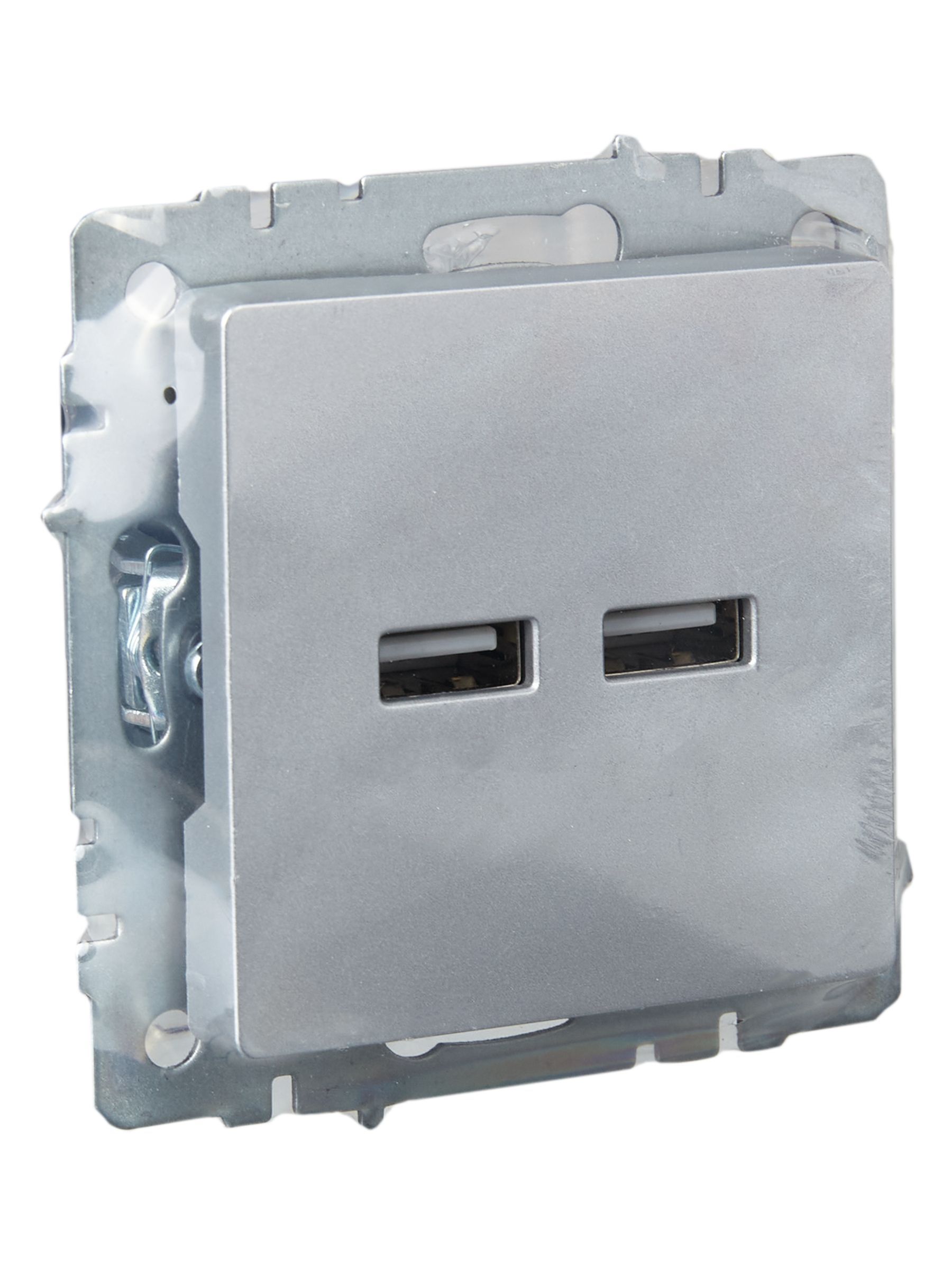 BRITE Розетка USB A+A 5В 3,1А РЮ10-1-БрА алюминий IEK - Фото 4