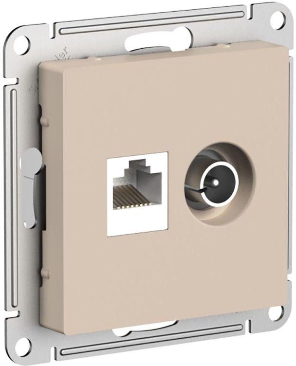 Розетка 2-м. AtlasDesign ТВ + компьютерная RJ45 кат. 5Е песочн. SE ATN001289