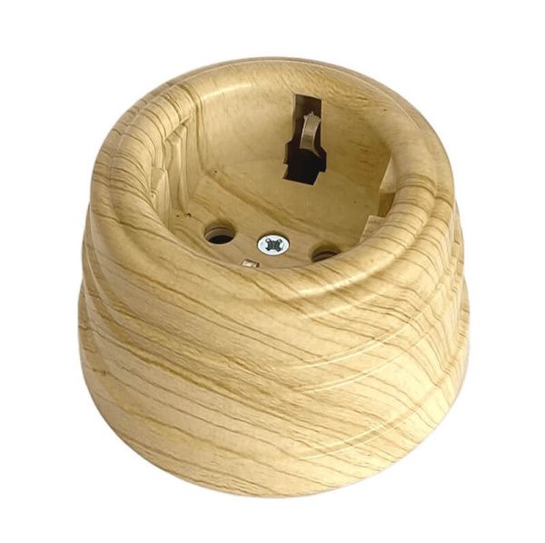 Розетка ретро пластиковая, двухполюсная, с заземляющим контактом, IP20, сосна, УСАДЬБА, ТМ "МезонинЪ