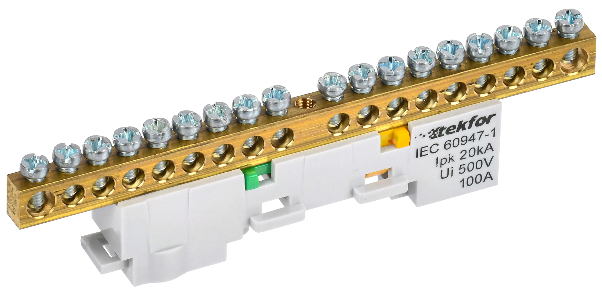 TEKFOR Шина PE "земля" неизолированная на универсальном держателе 6х9-18-Ж IEK TF-NN10-18-DL-K05