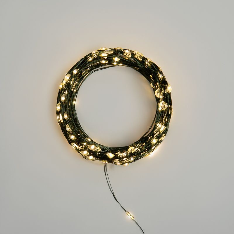 Гирлянда светодиодная Роса с контроллером 30м, 300LED, ТЕПЛЫЙ БЕЛЫЙ, IP20, 230В, зеленый провод NEON-NIGHT 303-276