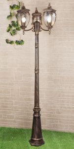 Светильник уличный трехрожковый на столбе IP44 Andromeda F/3 черное золото GLYF-8024F/3 Elektrostand a028000