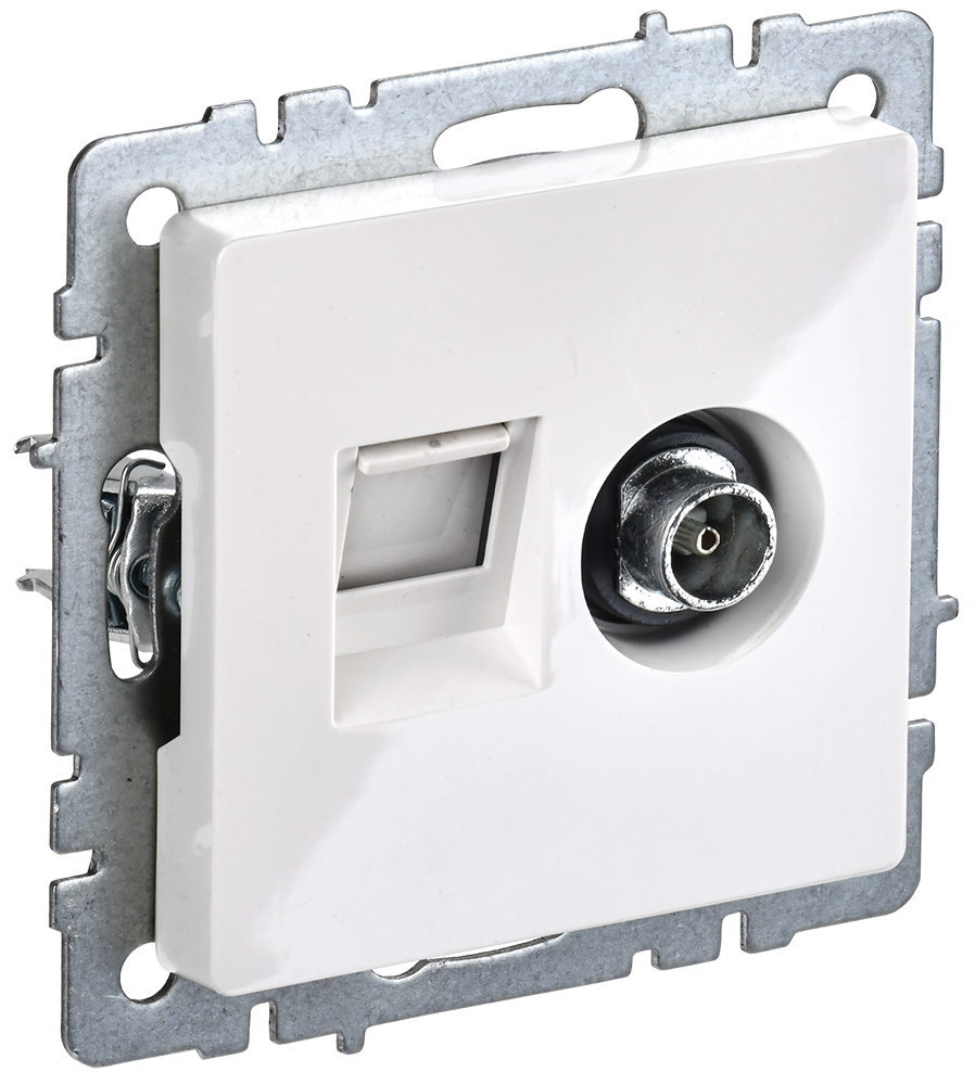 BRITE Розетка двойная TV+RJ45 кат.5E РТВ/РК12-БрБ белый IEK