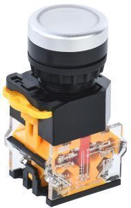 Кнопка управления D8-11T d=22мм 1з+1р с фиксацией белая IEK BBT30-11T-3-21-K01