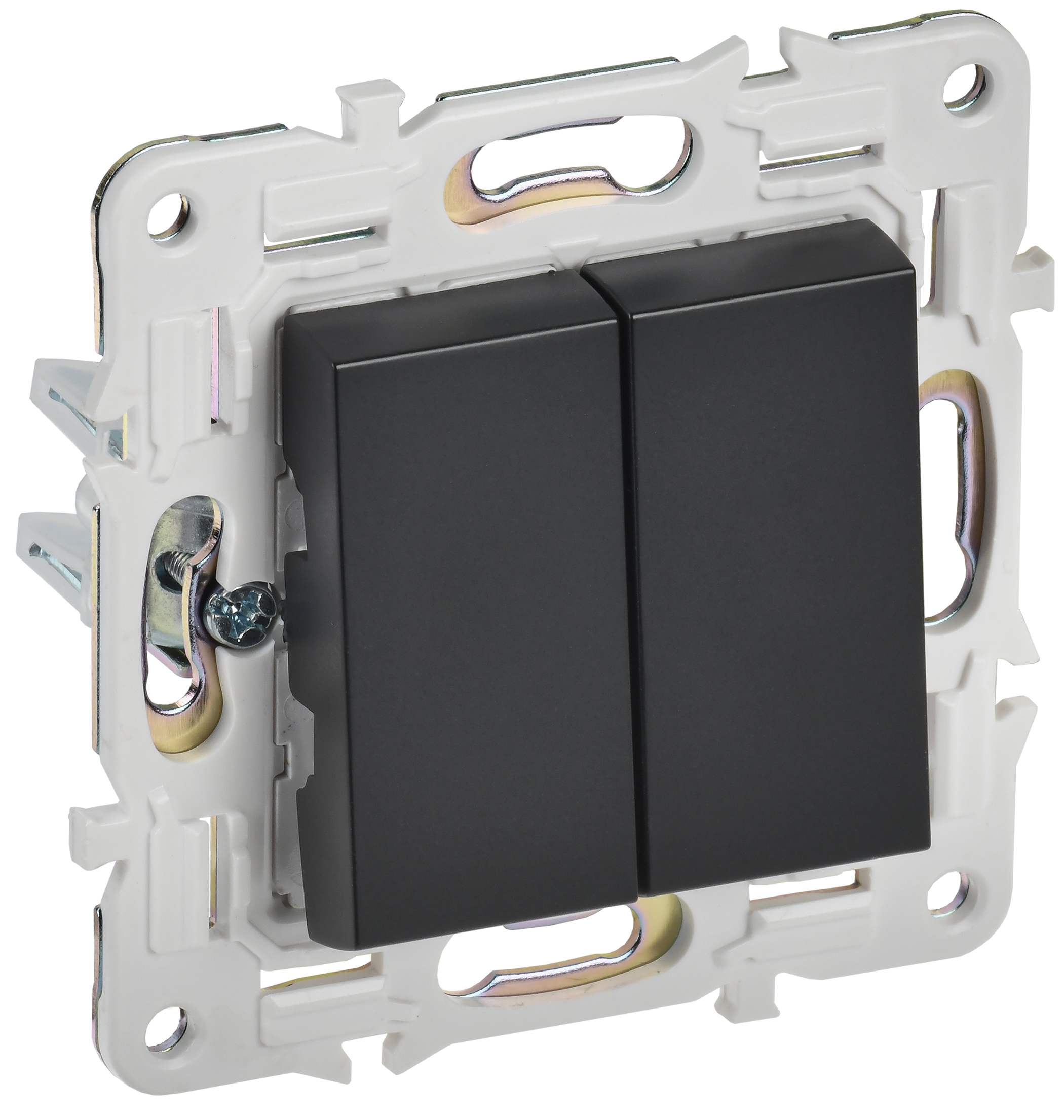 SKANDY Выключатель 2-клавишный проходной 10А SK-V05Bl черный IEK SK-V22-0-10-K02