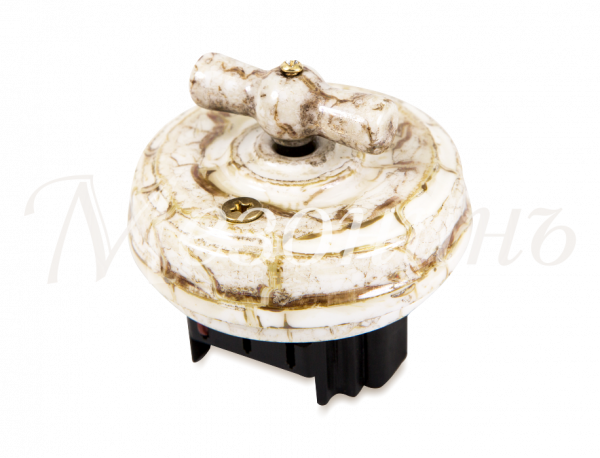 Выключатель ретро фарфоровый поворотный на четыре положения ((D70x35, 10А, 250В, IP20, без подъемной