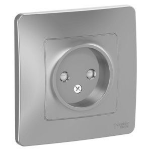 Розетка 1-м СП Blanca 16А IP20 250В без заземл. защ. шторки алюм. SE BLNRS000113 1210328