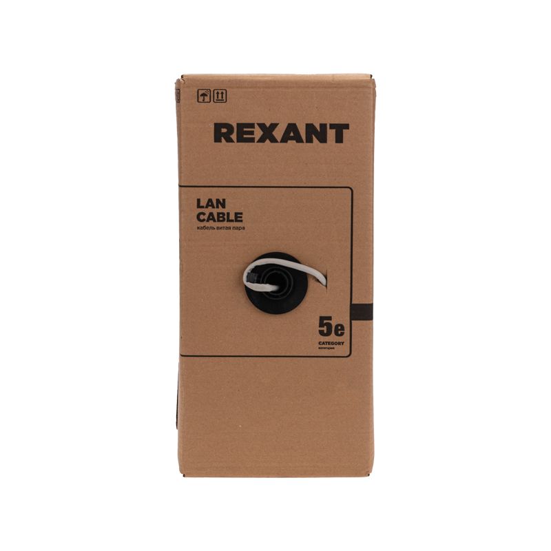 Кабель витая пара F/UTP, CAT 5е, PVC, 4PR, 24AWG, INDOOR, SOLID, серый, 305м, серия LIGHT, РФ REXANT - Фото 3