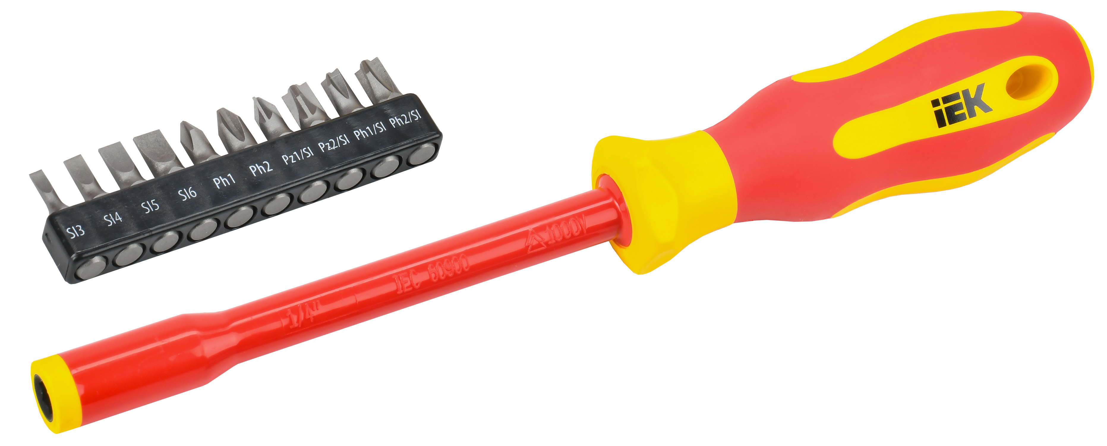 ARMA2L 5 Отвертка диэлектрическая с набором бит Т2 11шт IEK A2L5-SC30-T2-N1-11