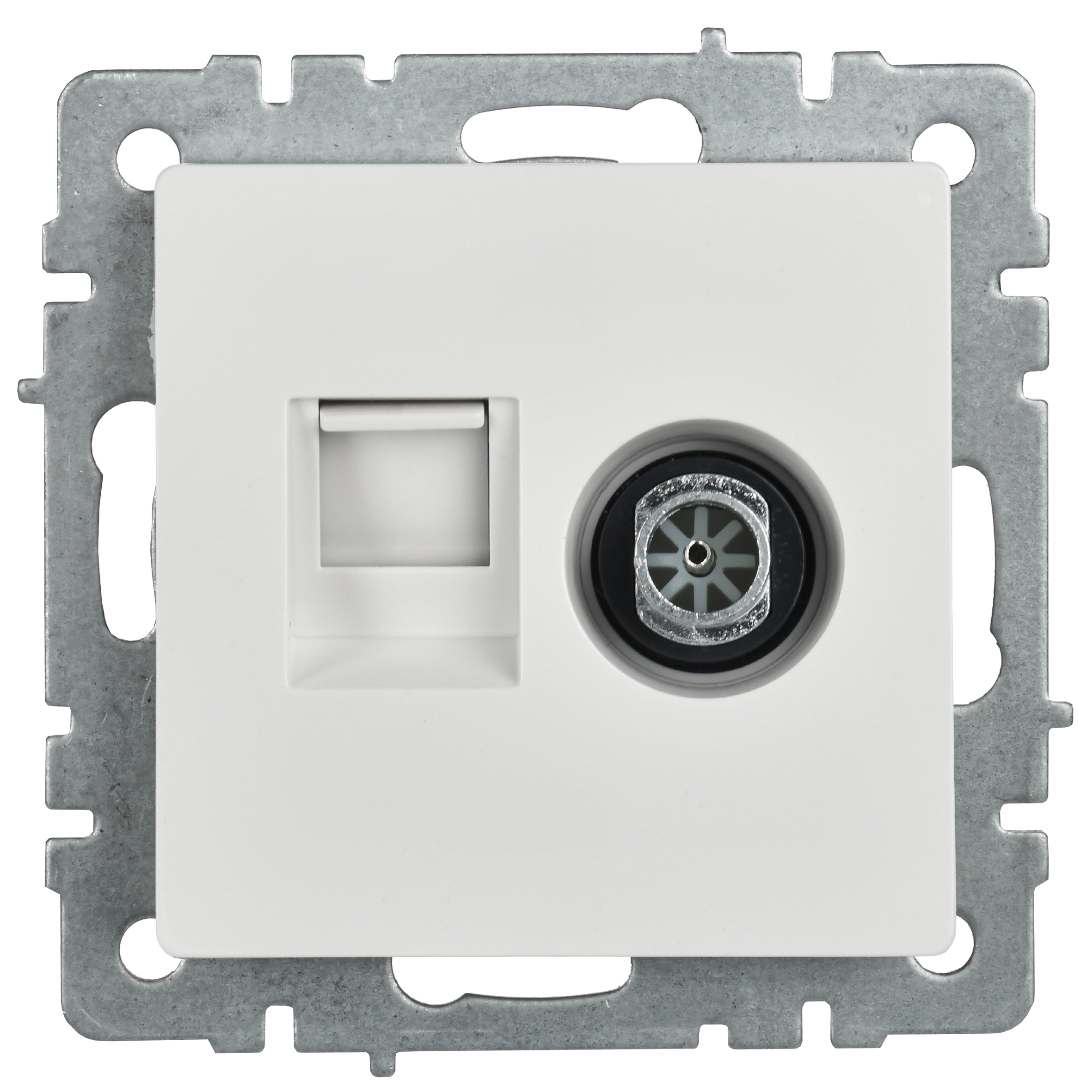 BRITE Розетка двойная TV+RJ45 кат.5E РТВ/РК12-БрБ белый IEK - Фото 2