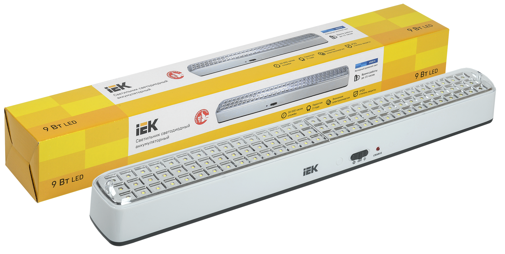 Светильник светодиодный аккумуляторный ДБА 3927 15ч 9Вт IEK - Фото 2