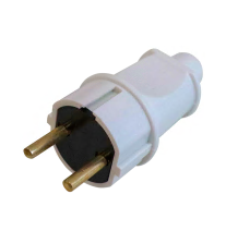 Вилка прямая без заземляющиго контакта IP20, УХЛ4, 250 В, 16А, белая В16-006Б