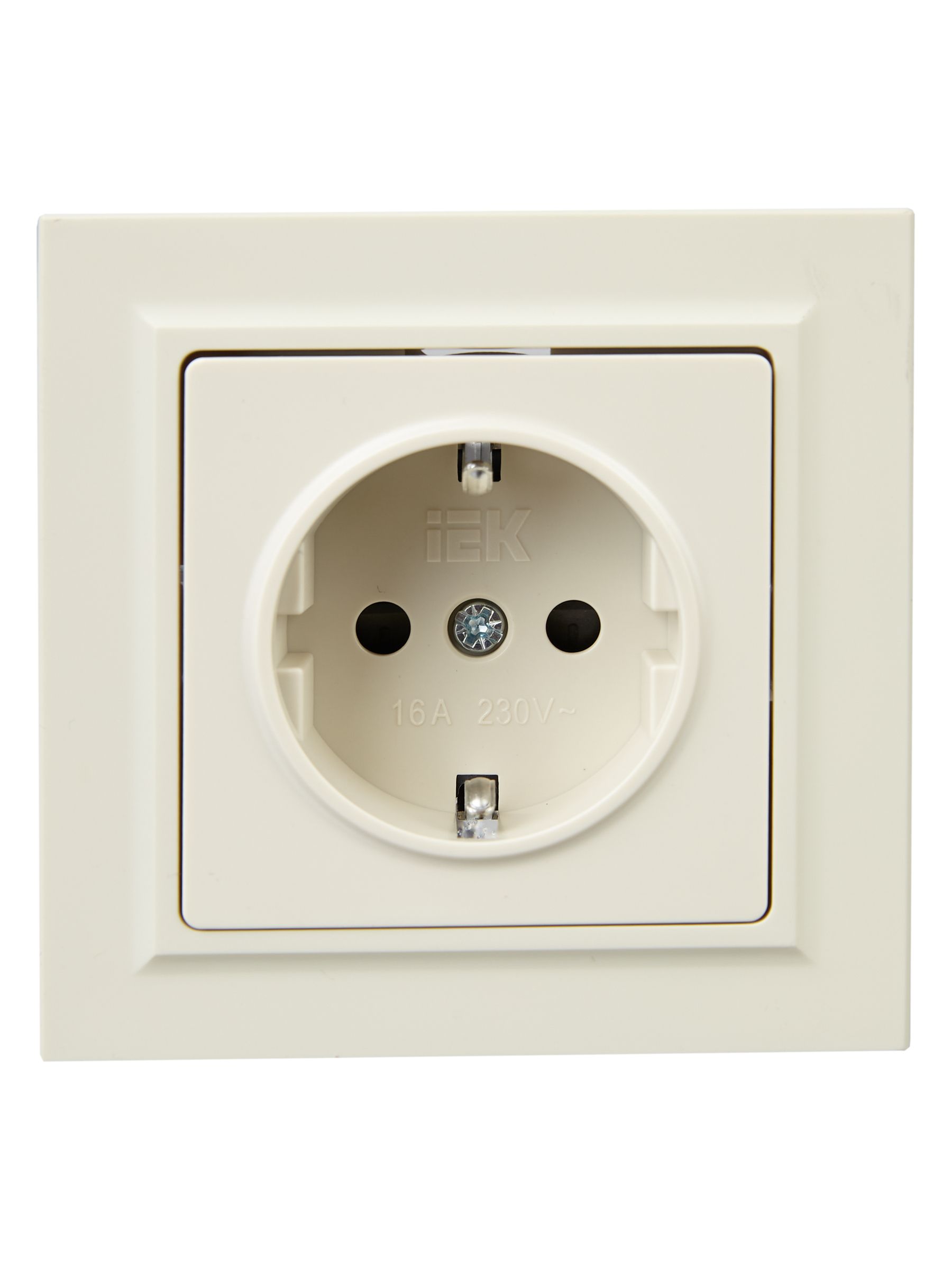 BRITE Розетка 1-местная с заземлением с защитными шторками 16А в сборе РСР14-1-0-БрКр бежевый IEK - Фото 4