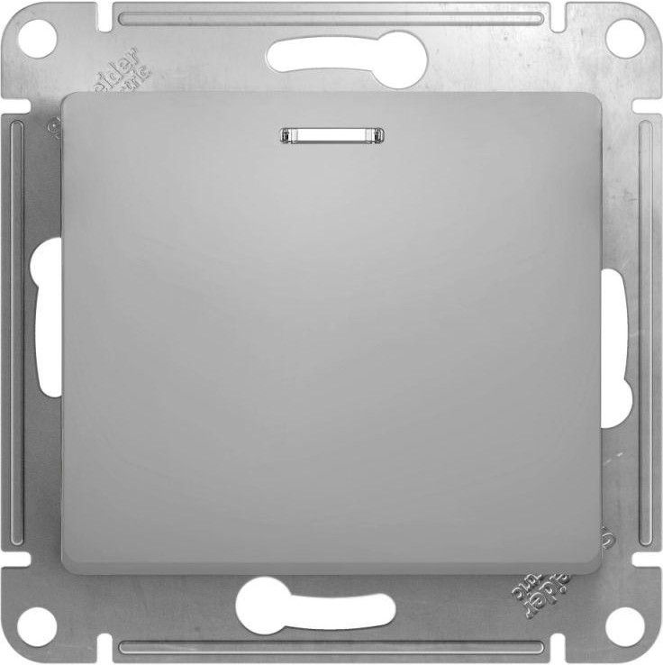 Выключатель 1-кл. СП Glossa 10А IP20 (сх. 1а) 10AX с подсветкой механизм алюм. SE GSL000313