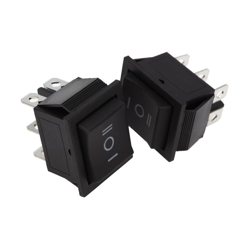 Переключатель клавишный 250V 15А (6с) (ON)-OFF-(ON) черный  с нейтралью  Б/Фикс  (RWB-508, SC-767)  REXANT 36-2375