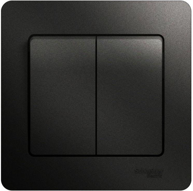 Выключатель 2-кл. СП Glossa 10А IP20 (сх. 5) 10AX в сборе антрацит SE GSL000752