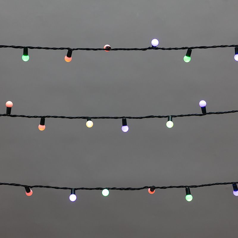 Гирлянда Мультишарики 20м, 200LED, диаметр 15мм, IP44, зеленый провод, свечение мульти (RG/RB), мигание, 230В NEON-NIGHT 303-609