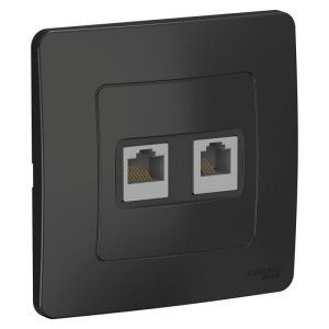 Розетка компьютерная + телефонная 2-м СП Blanca RJ45 кат.5E + RJ11 антрацит SE BLNIS045116 1210388