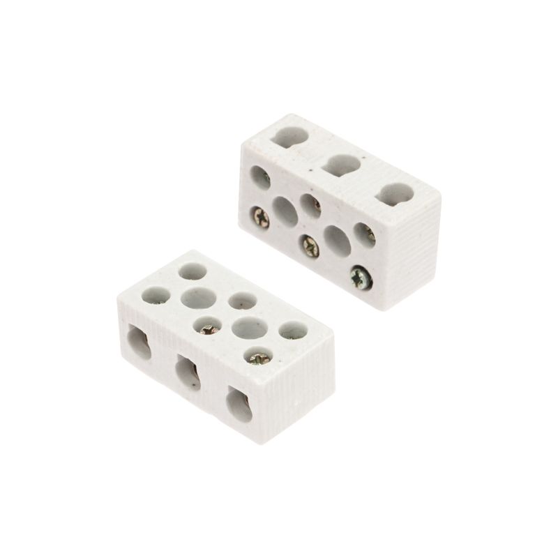Клемма керамическая винтовая КВ 12 мм² 3 пары контактов с крепежным отверстием (45 шт./уп.) REXANT 07-6227